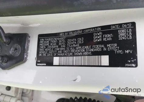 2013 Volvo Xc90 3.2/3.2 Platinum/3.2 Premier Plus z USA, uszkodzony, nr VIN YV4952CZ9D1646827